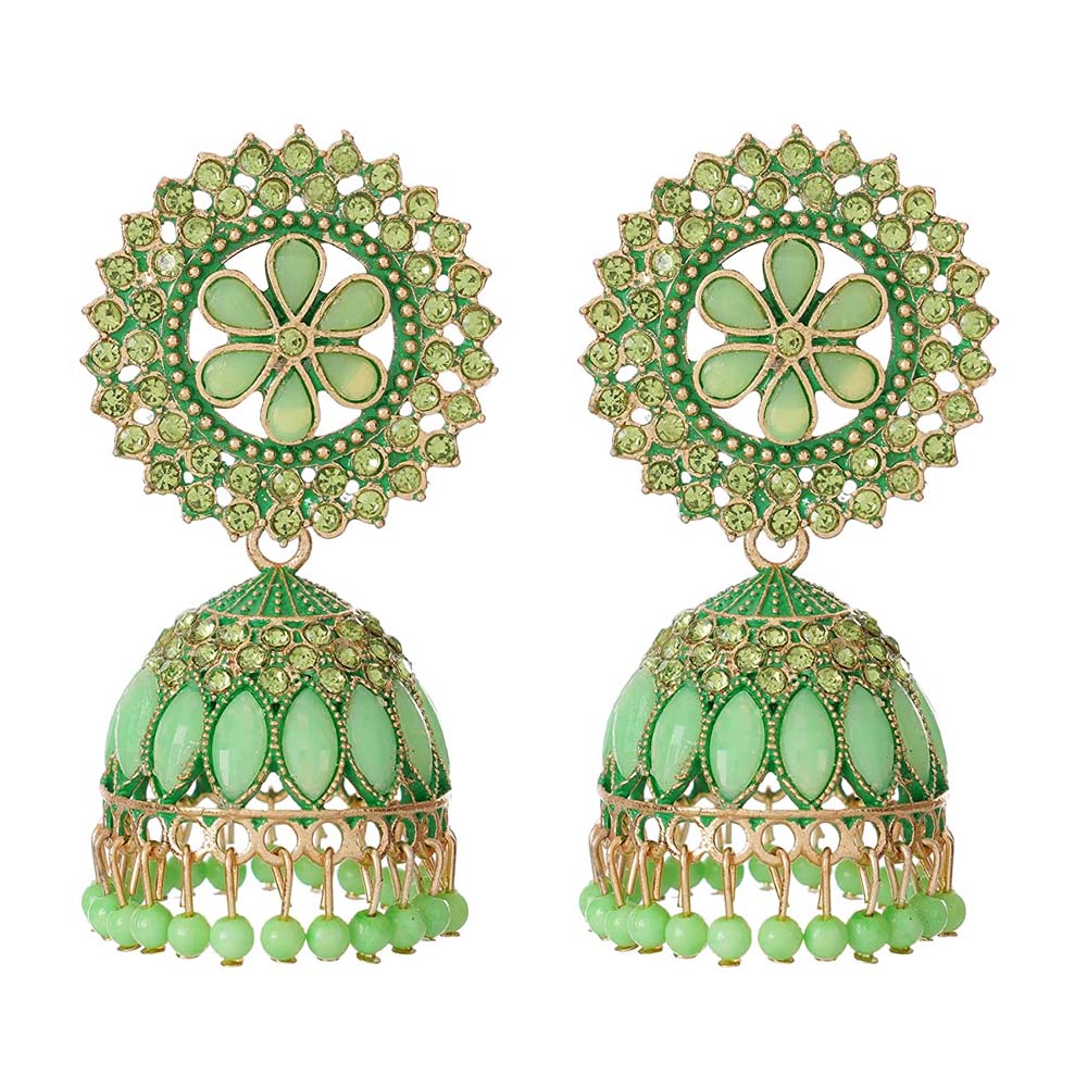 Gold-Plated Green & Transparent Circular Drop Earrings – DIVAWALK | Online  Shopping for Designer Jewellery, Clothing, Handbags in India